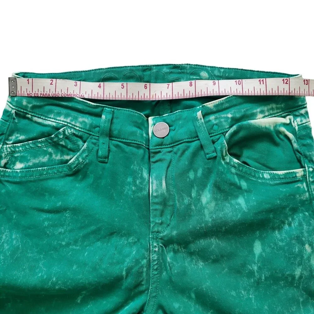 Goldsign Glam boyfriend ankle Bleached Green 5 pockets‎ denim Jeans Size 27 NWOT